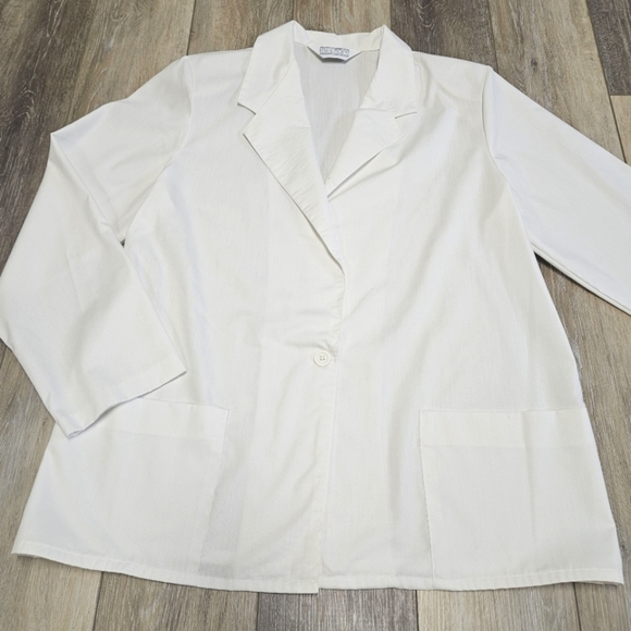 Belton Tops - Belton Vintage White Lightweight Cotton Blazer Women's Onesize Large XL Classic